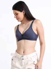 Machau Lingerie Women's Non Padded Wire-Free Adjustable Straps Full Coverage Cotton-Rich Fabric Everyday T-Shirt Bra