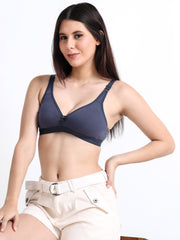 Machau Lingerie Women's Non Padded Wire-Free Adjustable Straps Full Coverage Cotton-Rich Fabric Everyday T-Shirt Bra