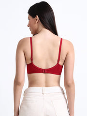 Machau Lingerie Women's Non Padded Wire-Free Adjustable Straps Full Coverage Cotton-Rich Fabric Everyday Minimizer T-Shirt Bra