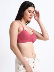 Machau Lingerie Women's Everyday Non Padded Demi Cup Wire Free Cotton-Rich Fabric T-Shirt Bra