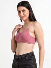 Machau Lingerie Women's Non Padded Wire-Free Adjustable Straps Full Coverage In Side Shaper Panel Cotton-Rich Fabric Everyday Minimizer T-Shirt Bra