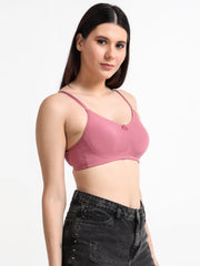 Machau Lingerie Women's Non Padded Wire-Free Adjustable Straps Full Coverage In Side Shaper Panel Cotton-Rich Fabric Everyday Minimizer T-Shirt Bra