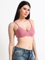 Machau Lingerie Women's Everyday Non-Padded Super Combed Cotton Elastane Stretch Wirefree Medium Coverage T-shirt Bra With Concealed Accent Orange