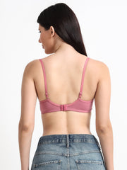 Machau Lingerie Women's Everyday Non-Padded Super Combed Cotton Elastane Stretch Wirefree Medium Coverage T-shirt Bra With Concealed Accent Orange