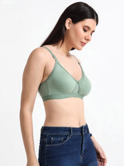 Machau Lingerie Women's Everyday Non Padded Cross Belt Wirefree with Adjustable Straps V-Neck Full Coverage X- Fit-Cross-Lace Bra Cotton-Rich Fabric