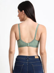 Machau Lingerie Women's Everyday Non Padded Cross Belt Wirefree with Adjustable Straps V-Neck Full Coverage X- Fit-Cross-Lace Bra Cotton-Rich Fabric