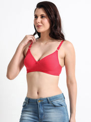 Machau Lingerie Women's Non Padded and Non Wired Full Coverage Cotton-Rich Fabric in Everyday T-Shirt Bra