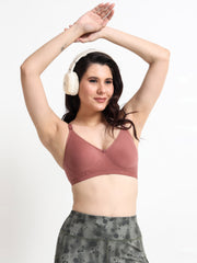 Machau Lingerie Women's Everyday T-Shirt Bra with Moulded C-Cups,Full Coverage Non Padded and Non Wired,Cotton-Rich