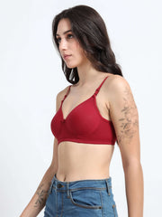 Machau Lingerie Women's Everyday Padded Non Wired Full Coverage T-shirt Bra -Rich Cotton Devine Pad