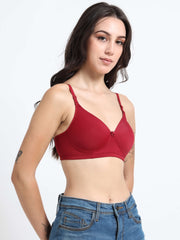 Machau Lingerie Women's Everyday Padded Non Wired Full Coverage T-shirt Bra -Rich Cotton Devine Pad