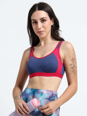 Machau Lingerie Women's Non Padded and Non Wired Full Coverage Cotton-Rich Fabric in Everyday - Sports Bra