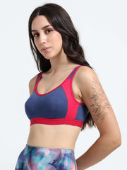 Machau Lingerie Women's Non Padded and Non Wired Full Coverage Cotton-Rich Fabric in Everyday - Sports Bra