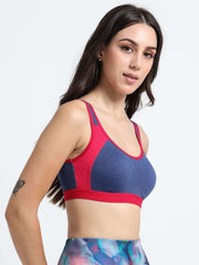 Machau Lingerie Women's Non Padded and Non Wired Full Coverage Cotton-Rich Fabric in Everyday - Sports Bra