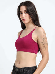 Machau Lingerie Women's Non Padded and Non Wired Full Coverage Cotton-Rich Fabric in Everyday Sports Bra -NYKA