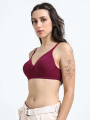 Machau Lingerie Non-Padded Wirefree Full Coverage Cotton Rich T-shirt Bra-PIHU