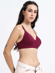 Machau Lingerie Non-Padded Wirefree Full Coverage Cotton Rich T-shirt Bra-PIHU
