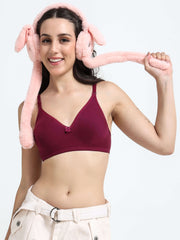 Machau Lingerie Non-Padded Wirefree Full Coverage Cotton Rich T-shirt Bra-PIHU