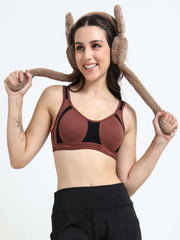 Machau Lingerie Women's Non Padded and Non Wired Full Coverage Back Close Cotton-Rich Fabric in Everyday Sports Bra