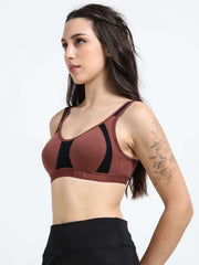 Machau Lingerie Women's Non Padded and Non Wired Full Coverage Back Close Cotton-Rich Fabric in Everyday Sports Bra
