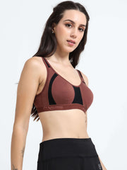 Machau Lingerie Women's Non Padded and Non Wired Full Coverage Back Close Cotton-Rich Fabric in Everyday Sports Bra