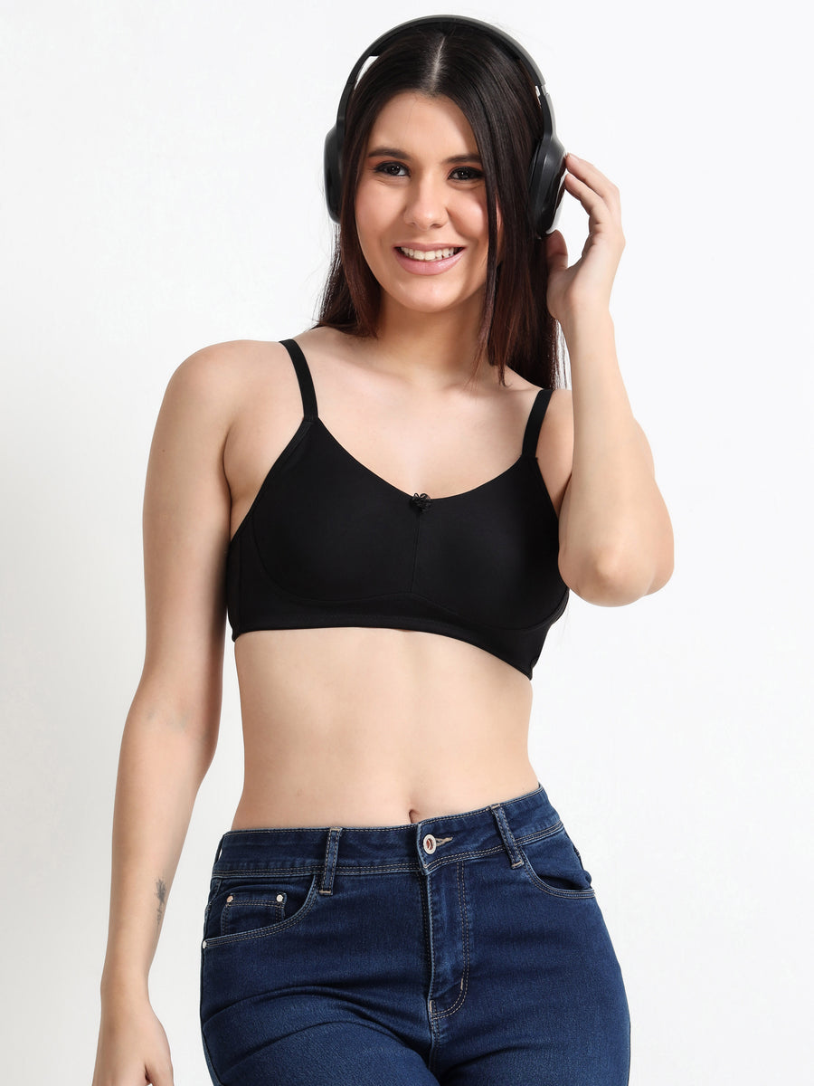 NARI: Non-Padded Wire-Free Full Coverage Cotton Rich Adjustable Straps T-Shirt Bra