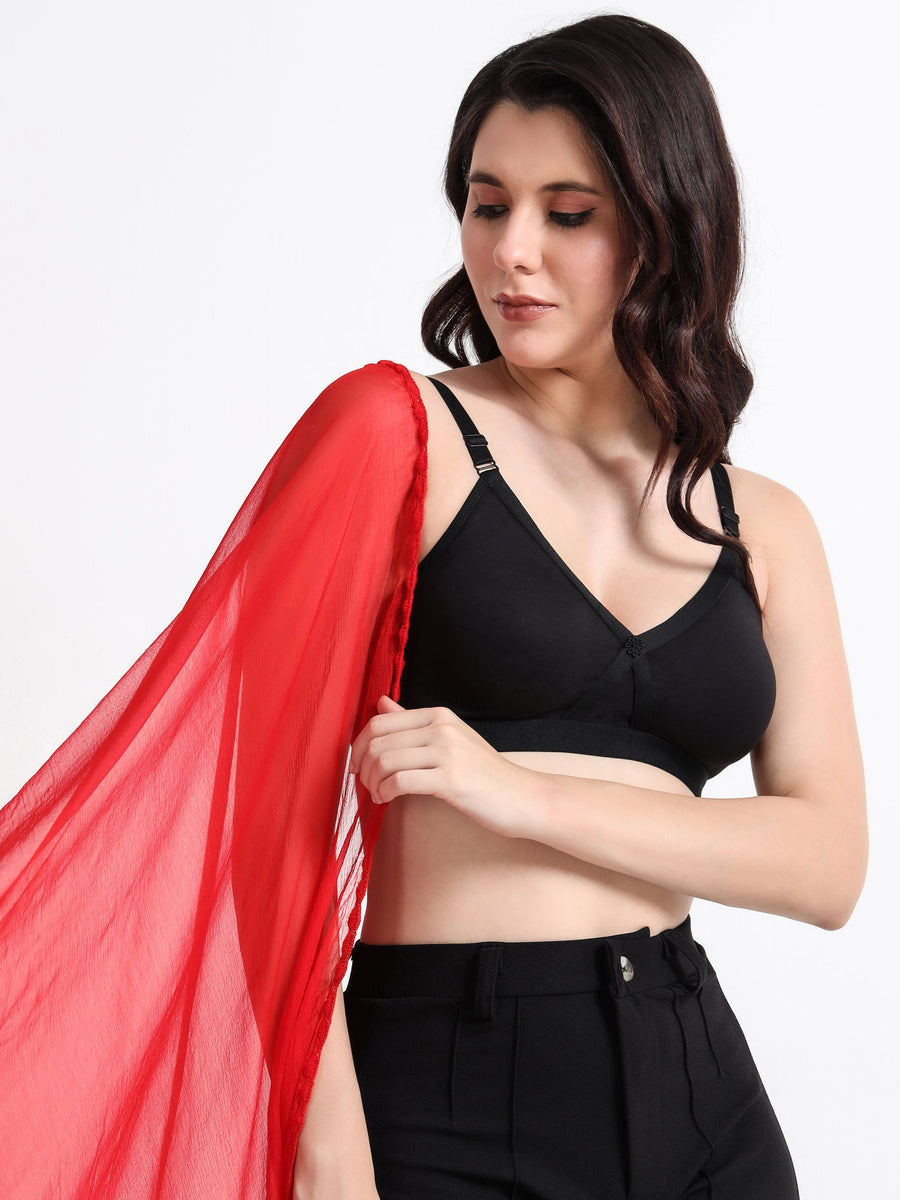 XFIT: Non-Padded Wire-Free Cross Belt V-Neck Full Coverage T-Shirt Bra