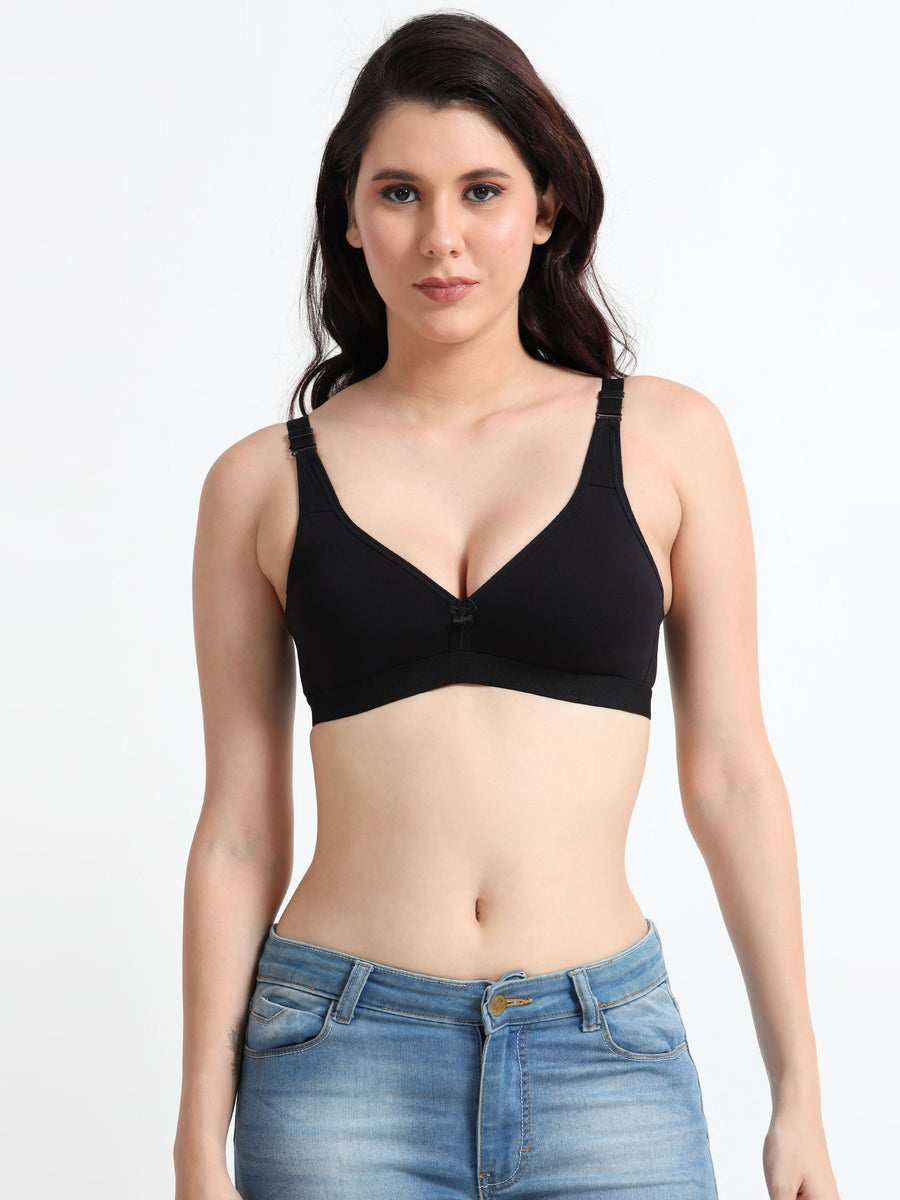 1833: Non-Padded Wire-Free Full Coverage Cotton Rich Adjustable Straps T-Shirt Bra