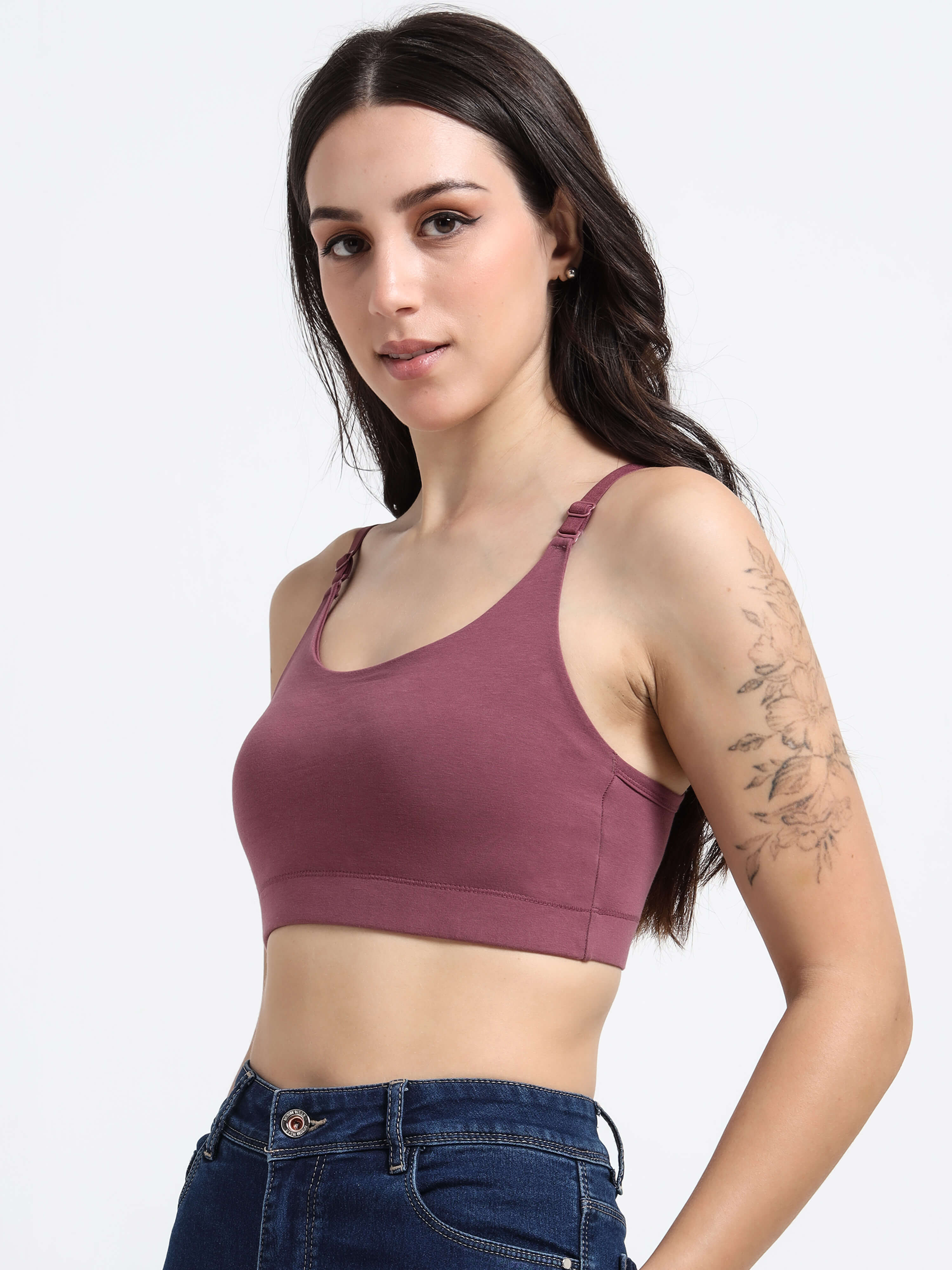 Machau Lingerie Women's Non Padded and Non Wired Full Coverage Cotton-Rich Fabric in Everyday Sports Bra -NYKA