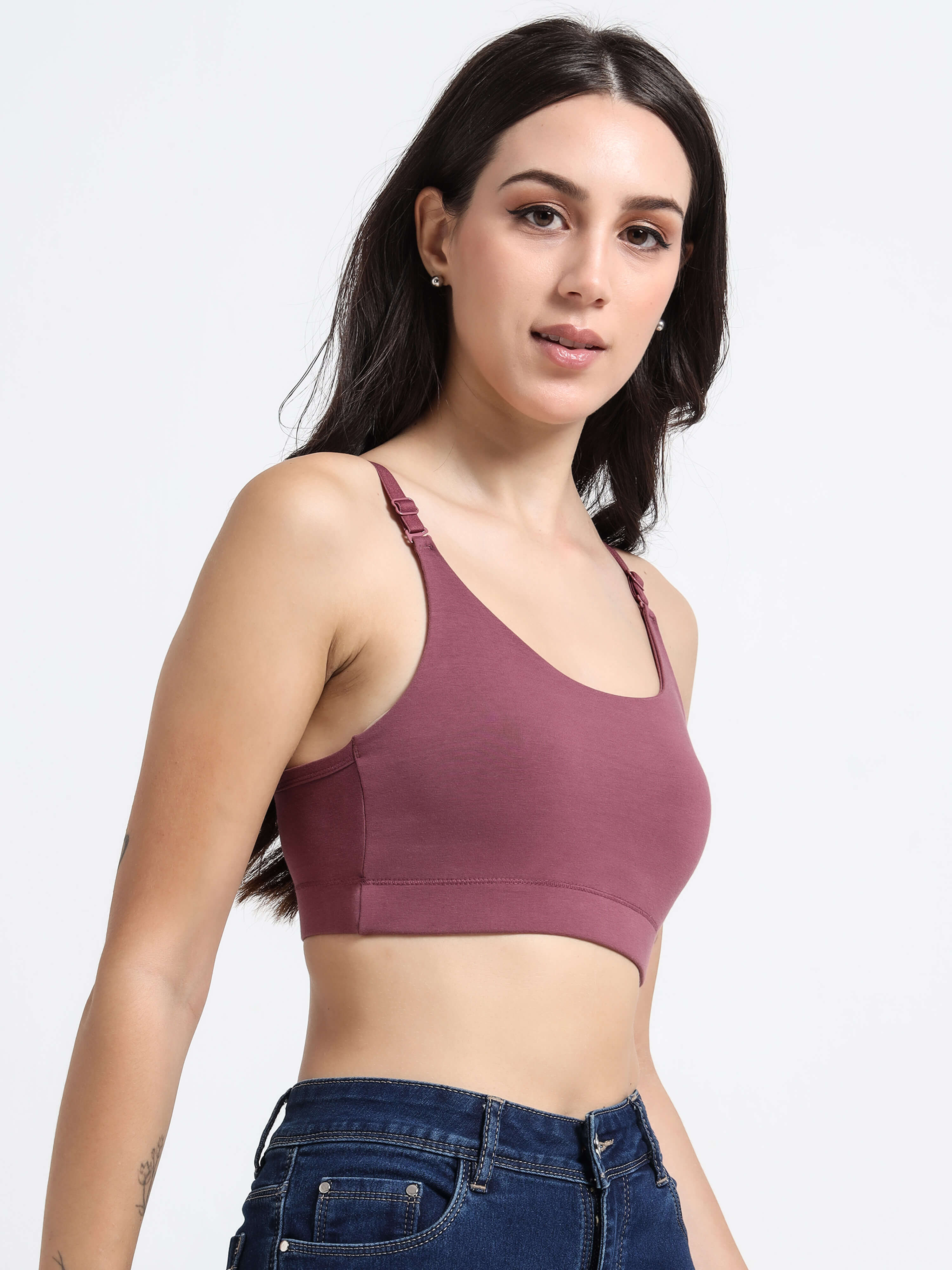 Machau Lingerie Women's Non Padded and Non Wired Full Coverage Cotton-Rich Fabric in Everyday Sports Bra -NYKA