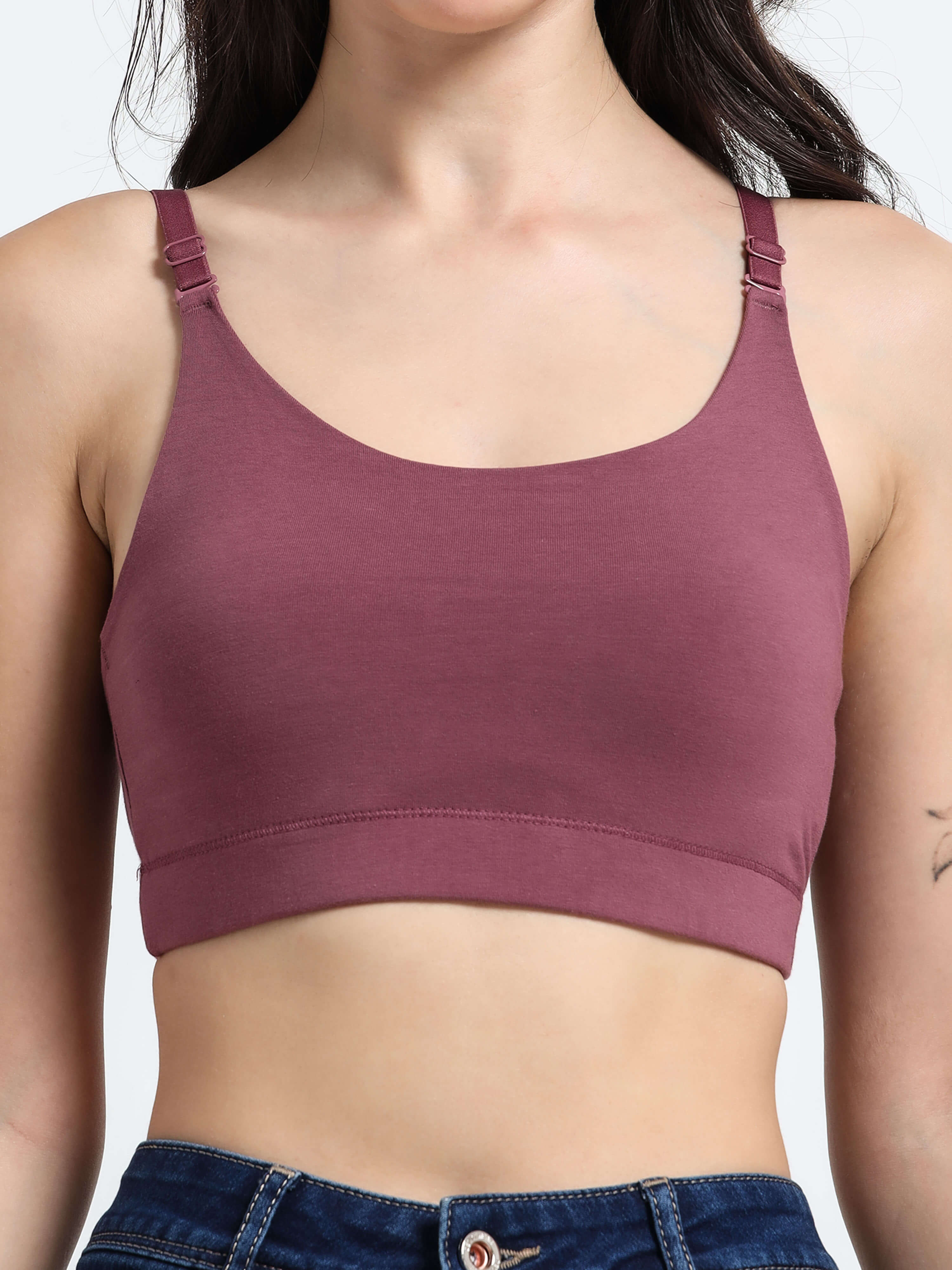 Machau Lingerie Women's Non Padded and Non Wired Full Coverage Cotton-Rich Fabric in Everyday Sports Bra -NYKA