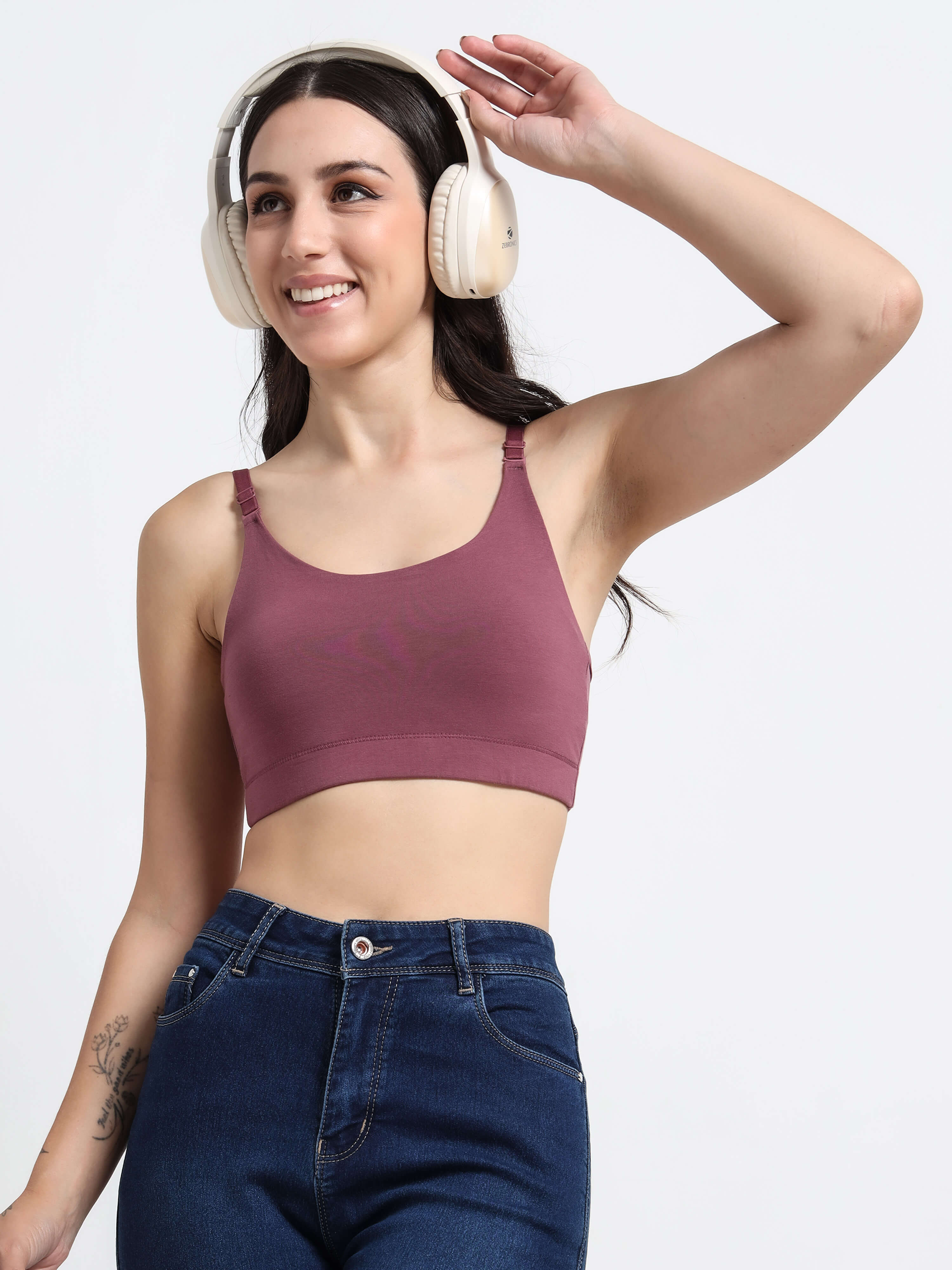Machau Lingerie Women's Non Padded and Non Wired Full Coverage Cotton-Rich Fabric in Everyday Sports Bra -NYKA