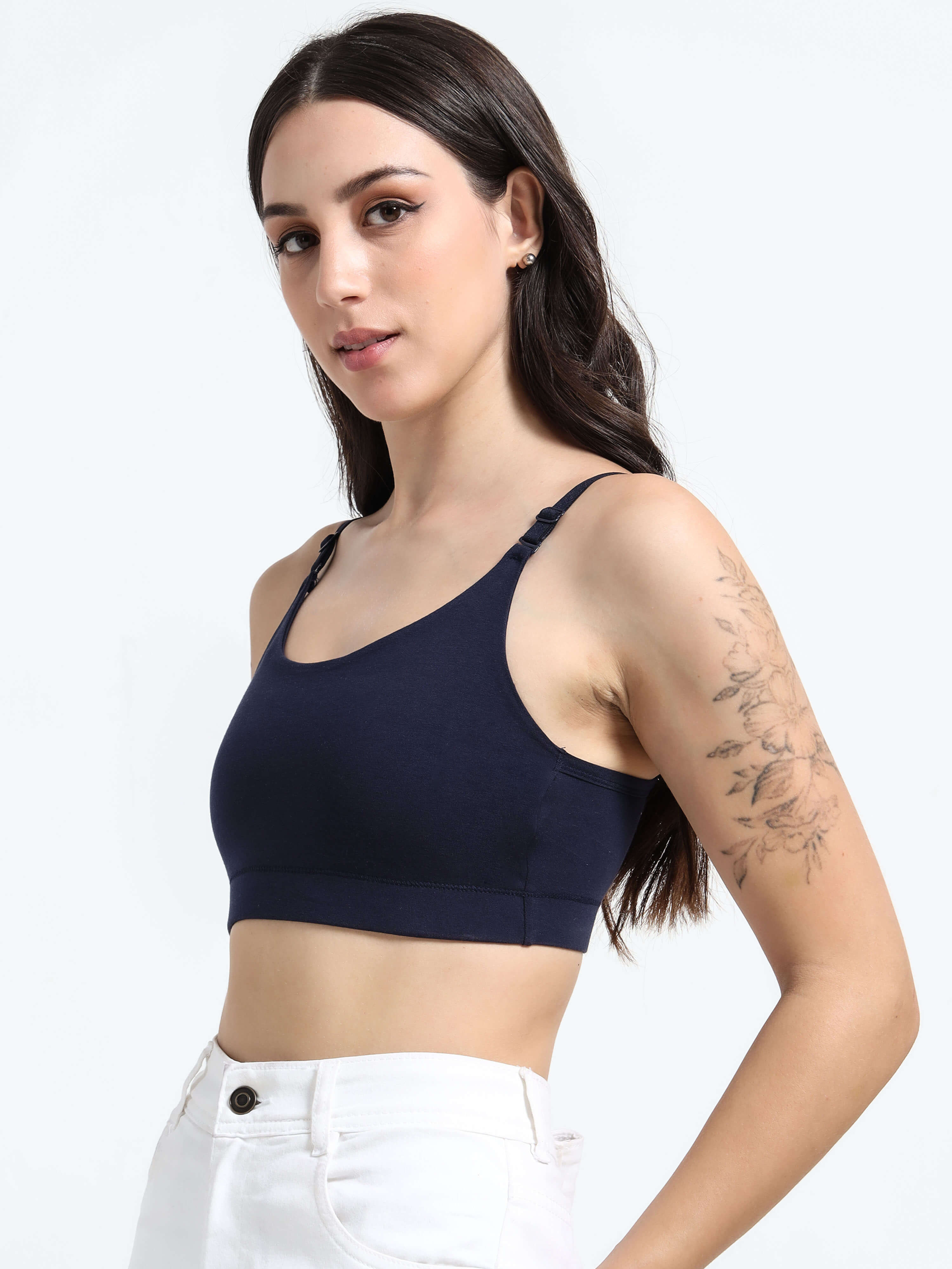 Machau Lingerie Women's Non Padded and Non Wired Full Coverage Cotton-Rich Fabric in Everyday Sports Bra -NYKA