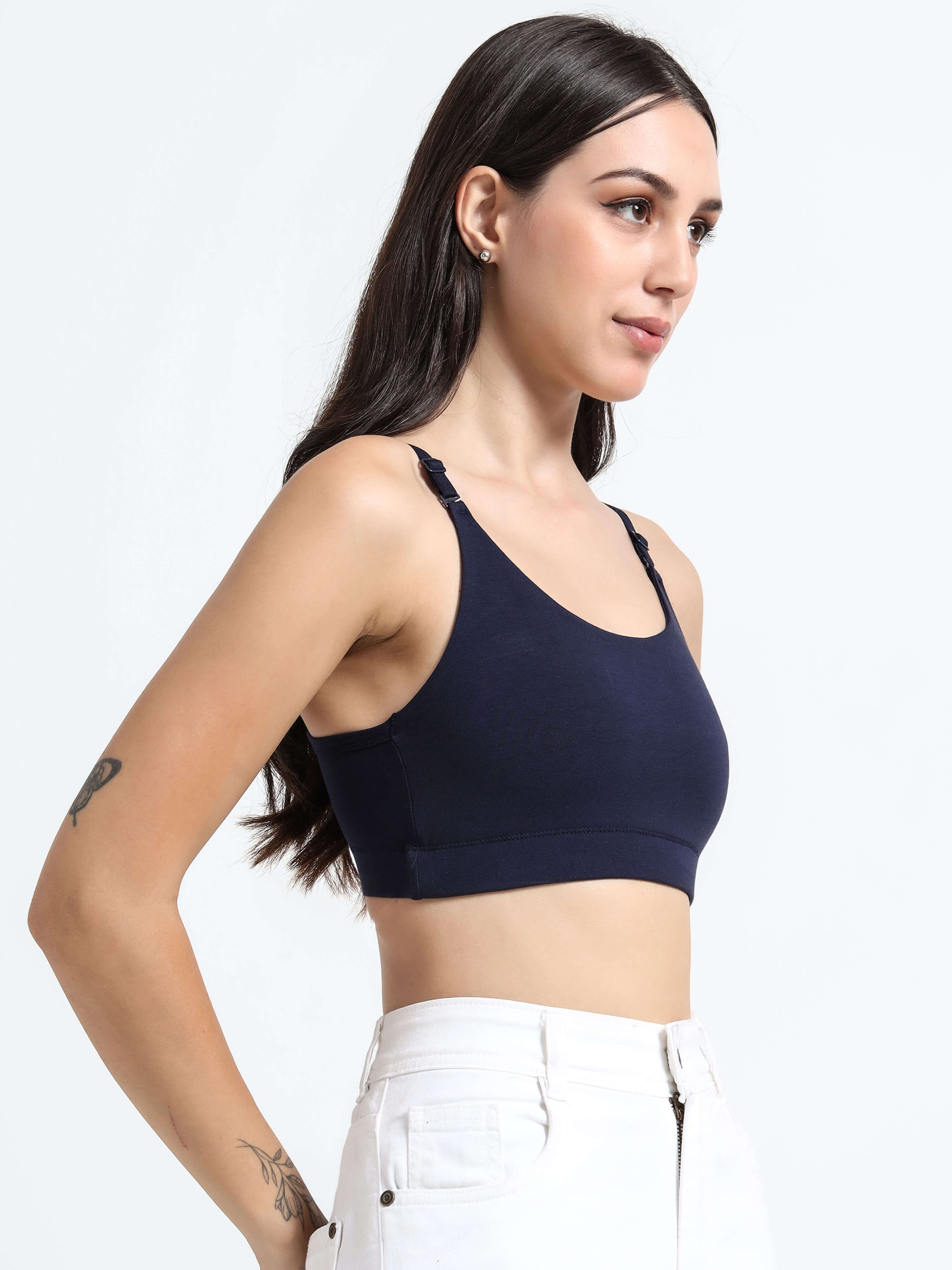 Machau Lingerie Women's Non Padded and Non Wired Full Coverage Cotton-Rich Fabric in Everyday Sports Bra -NYKA