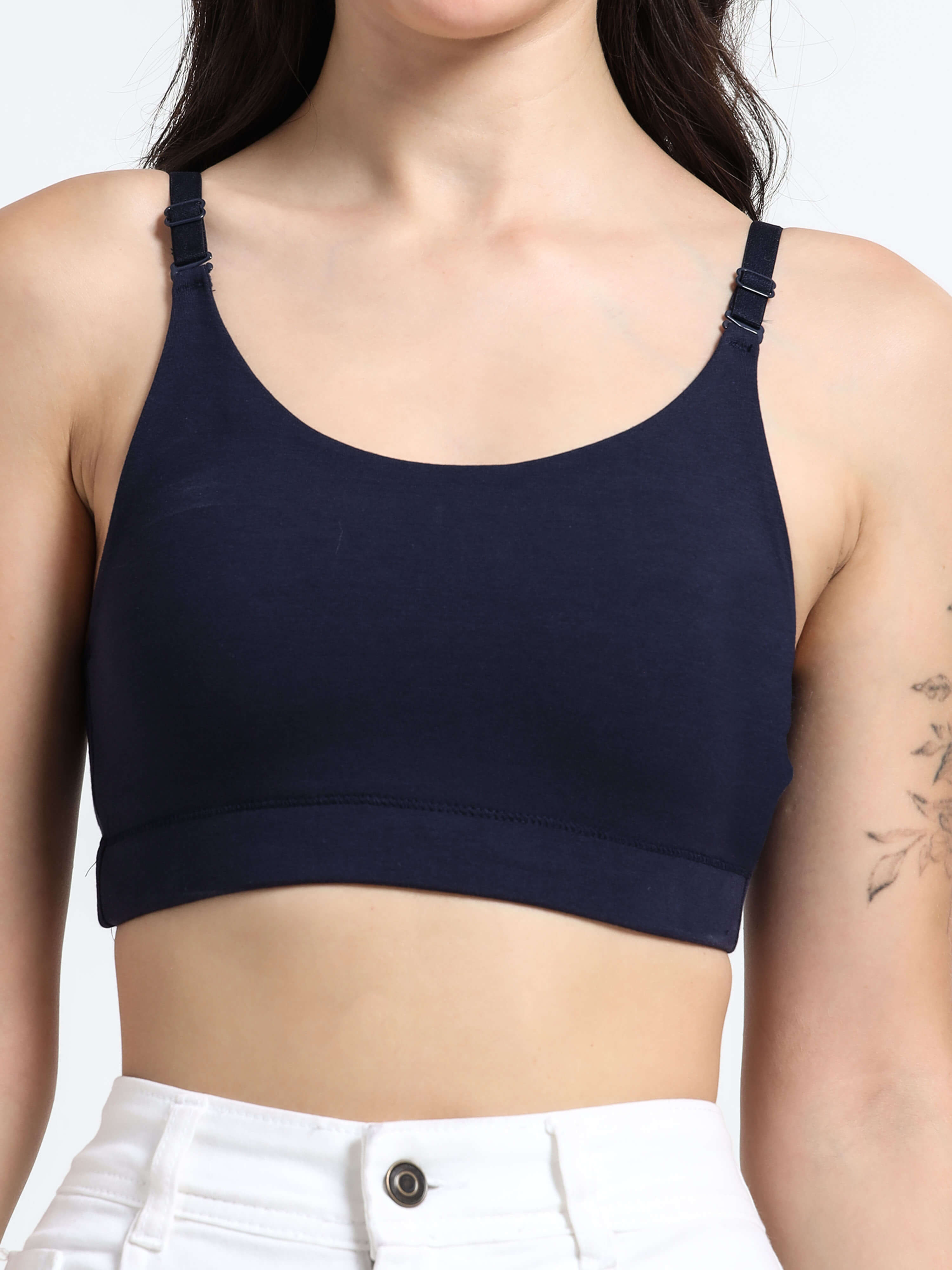 Machau Lingerie Women's Non Padded and Non Wired Full Coverage Cotton-Rich Fabric in Everyday Sports Bra -NYKA