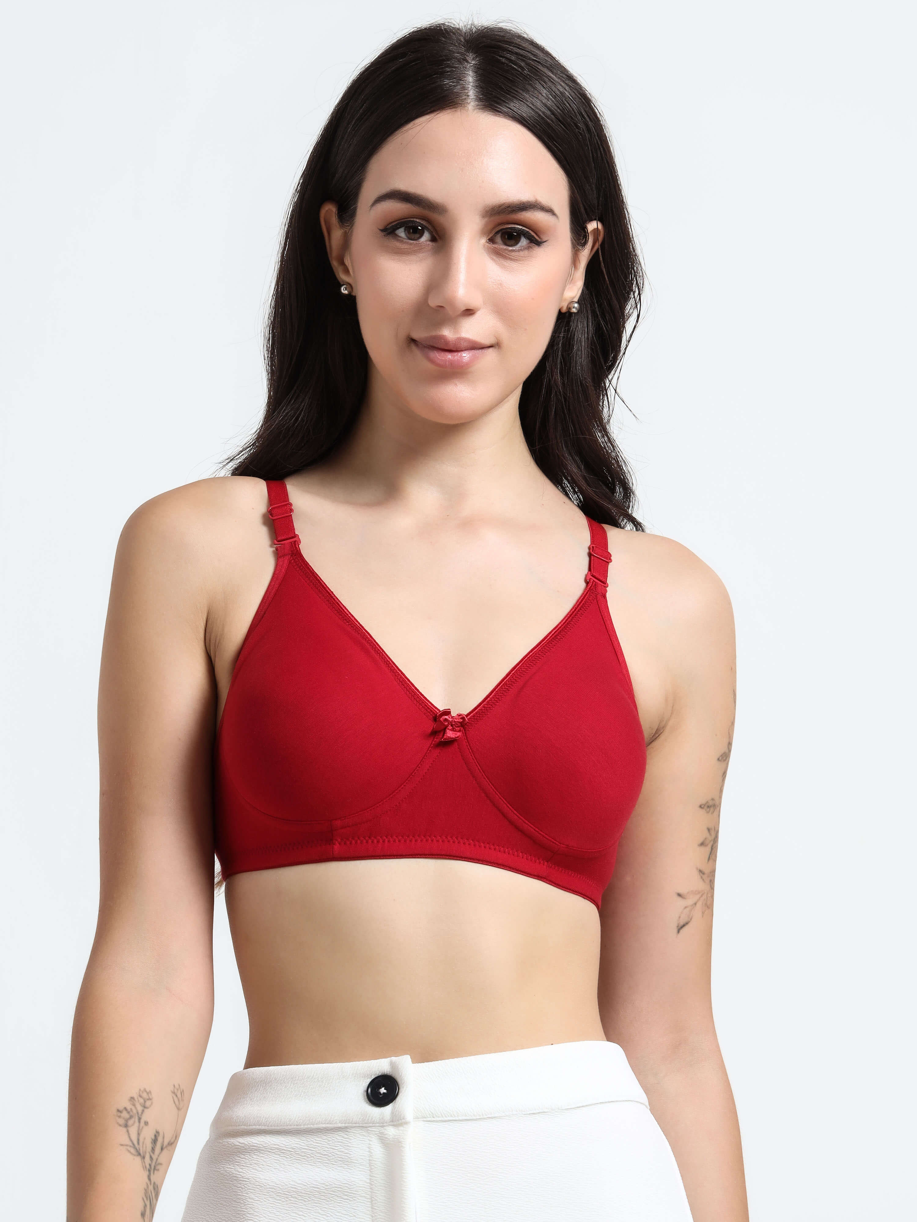 Machau Lingerie Non-Padded Wirefree Full Coverage Cotton Rich T-shirt Bra-PIHU