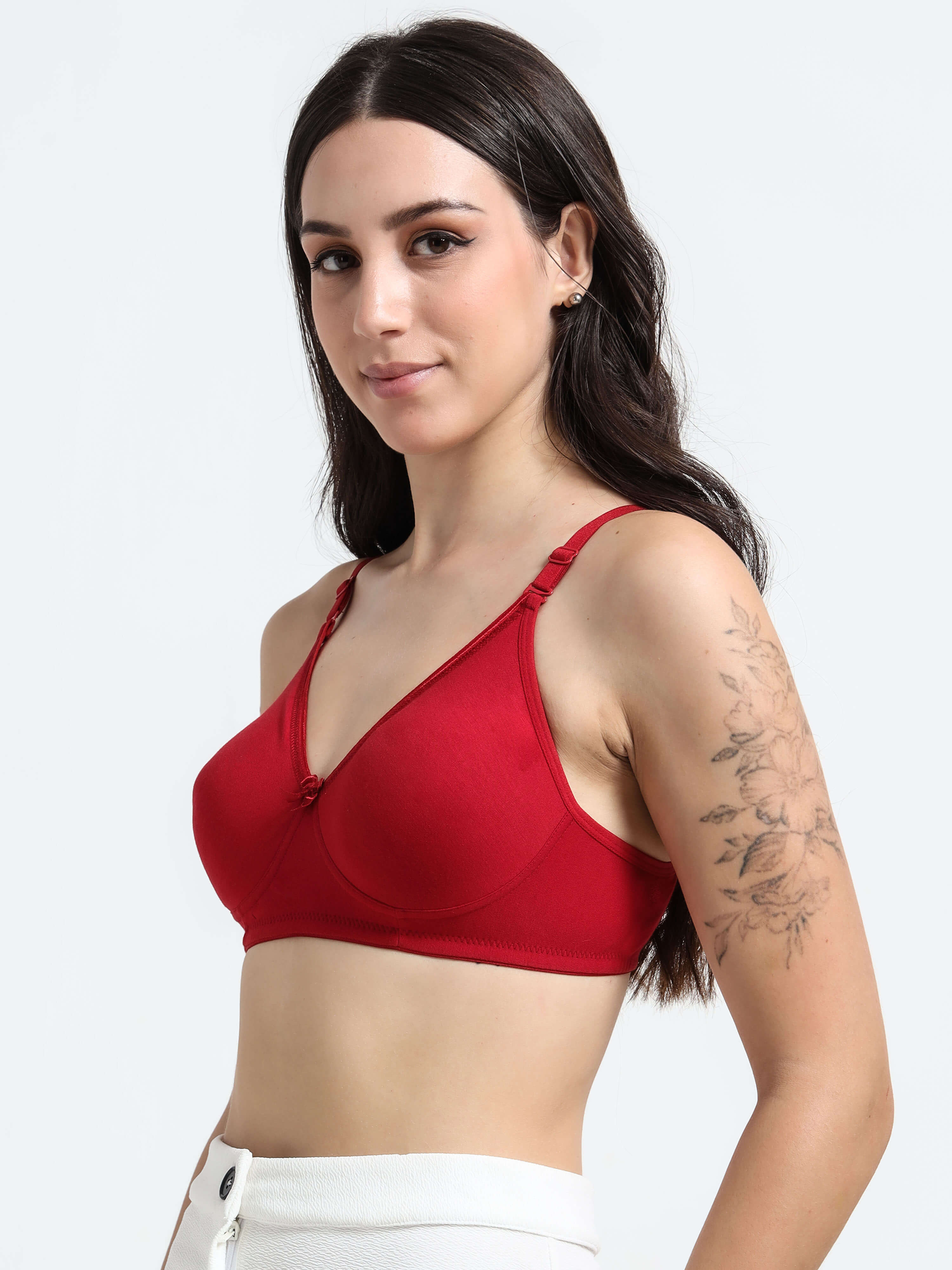 Machau Lingerie Non-Padded Wirefree Full Coverage Cotton Rich T-shirt Bra-PIHU