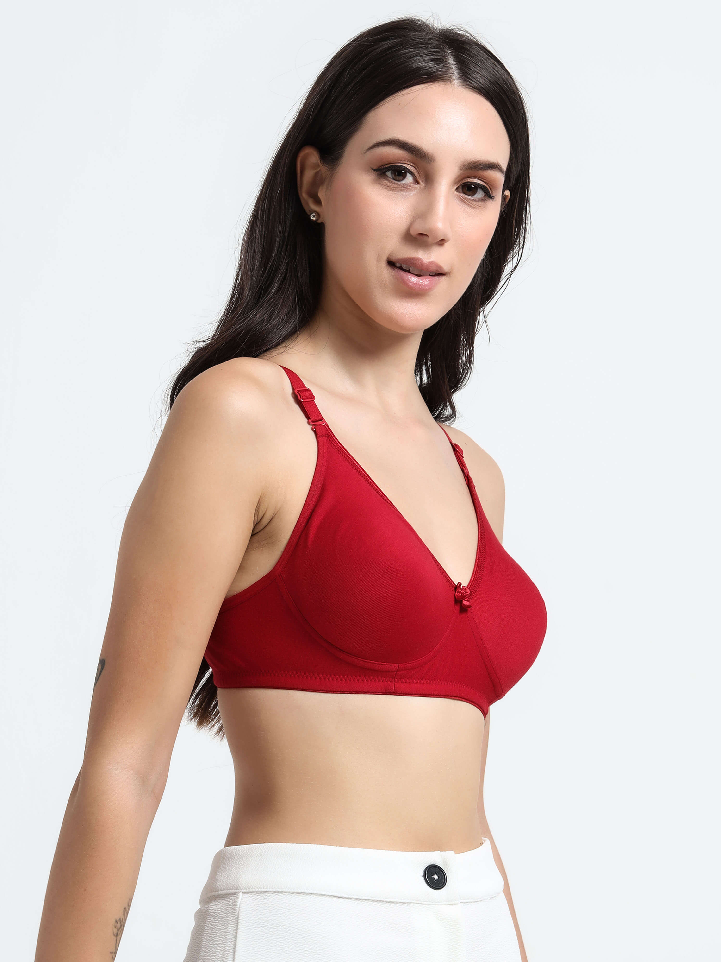 Machau Lingerie Non-Padded Wirefree Full Coverage Cotton Rich T-shirt Bra-PIHU