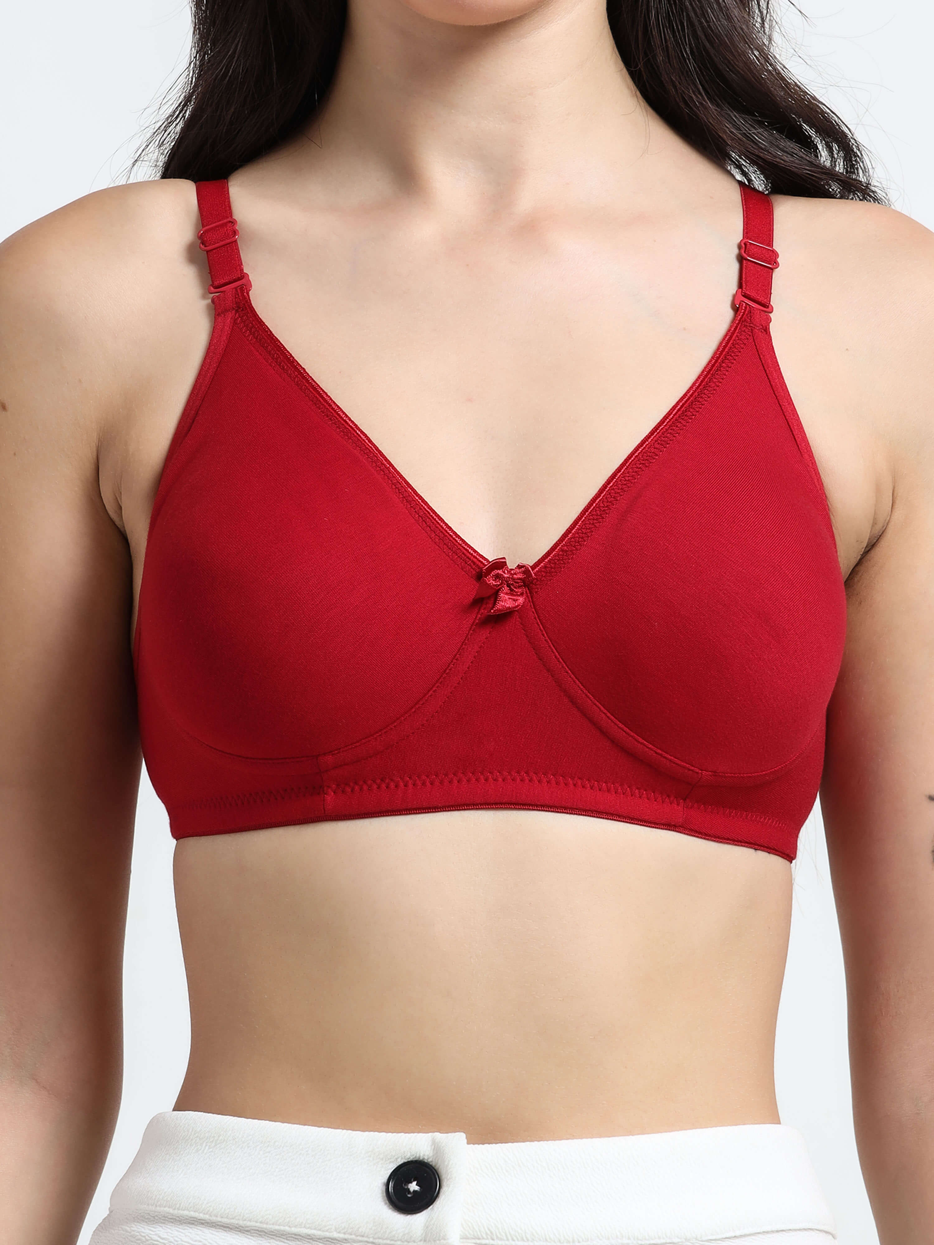 Machau Lingerie Non-Padded Wirefree Full Coverage Cotton Rich T-shirt Bra-PIHU