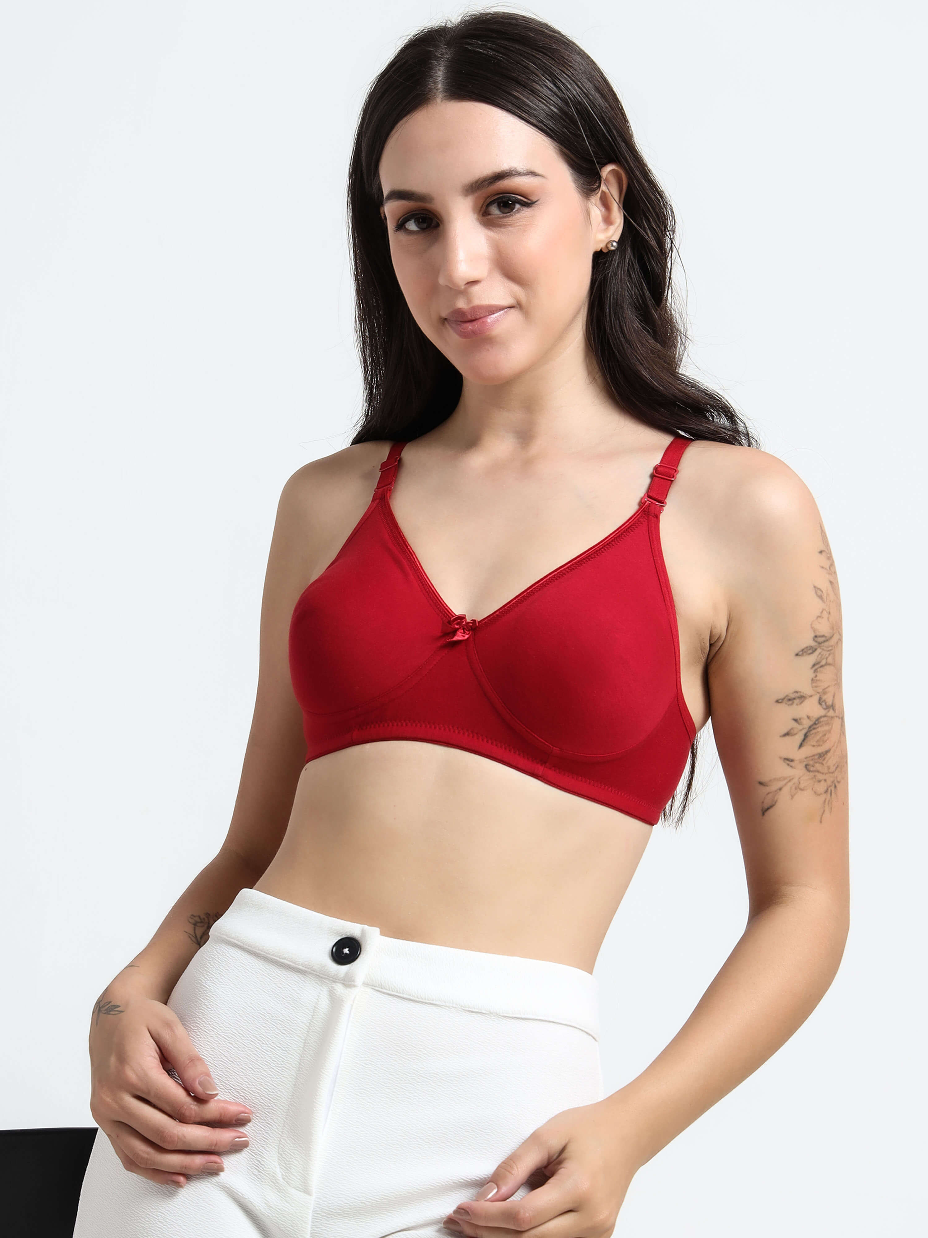 Machau Lingerie Non-Padded Wirefree Full Coverage Cotton Rich T-shirt Bra-PIHU