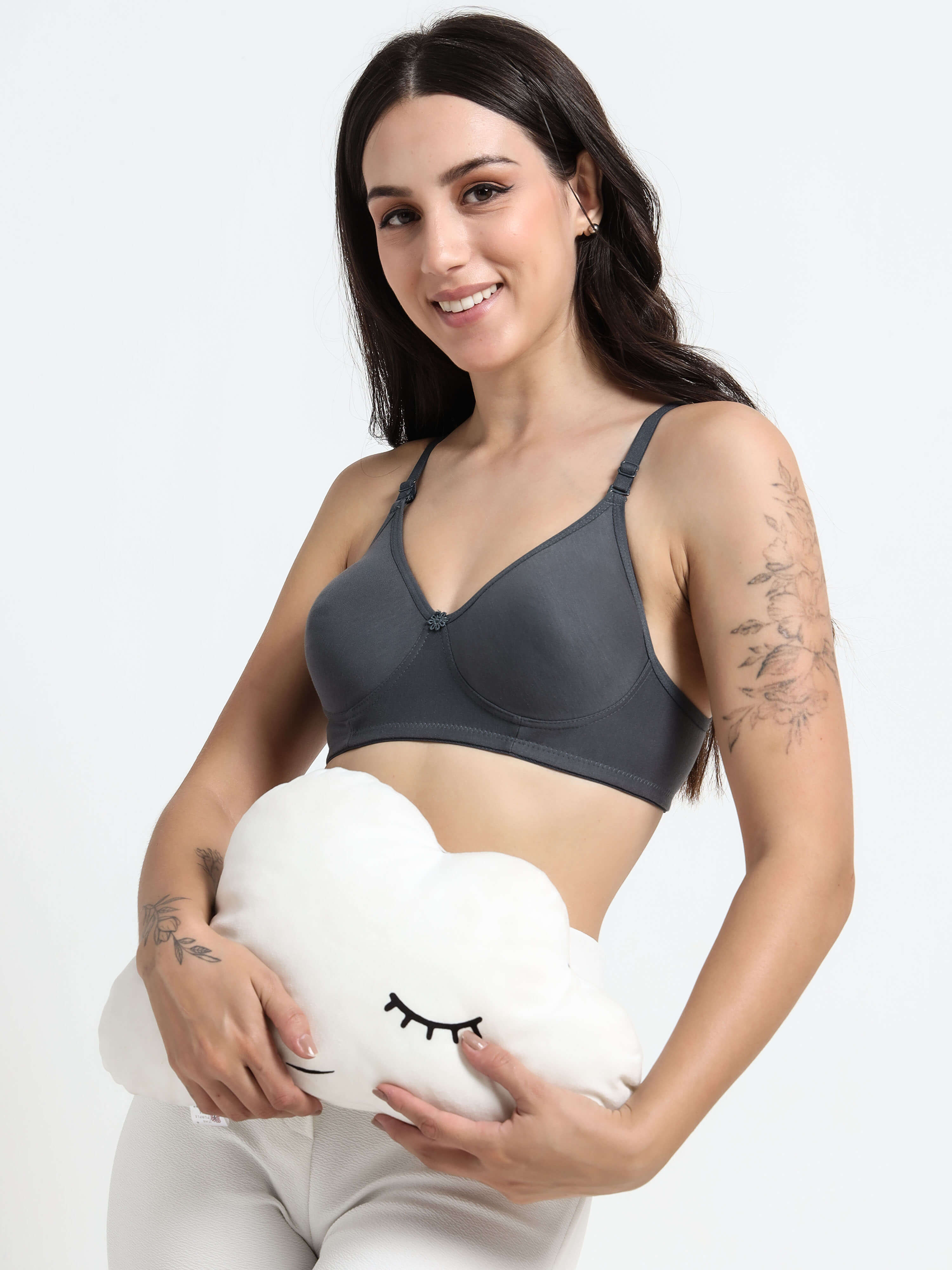 Machau Lingerie Non-Padded Wirefree Full Coverage Cotton Rich T-shirt Bra