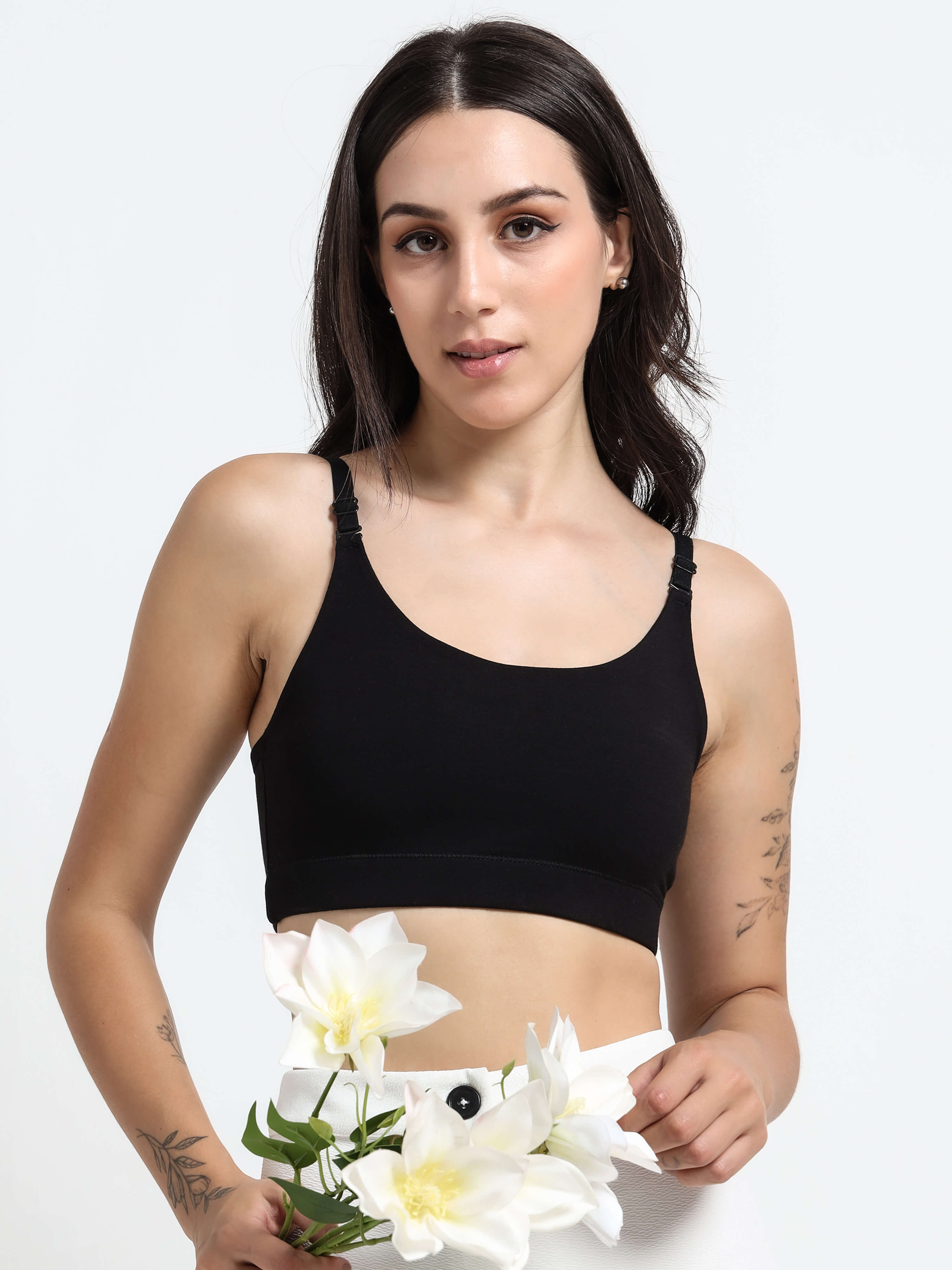 Machau Lingerie Women's Non Padded and Non Wired Full Coverage Cotton-Rich Fabric in Everyday Sports Bra -NYKA