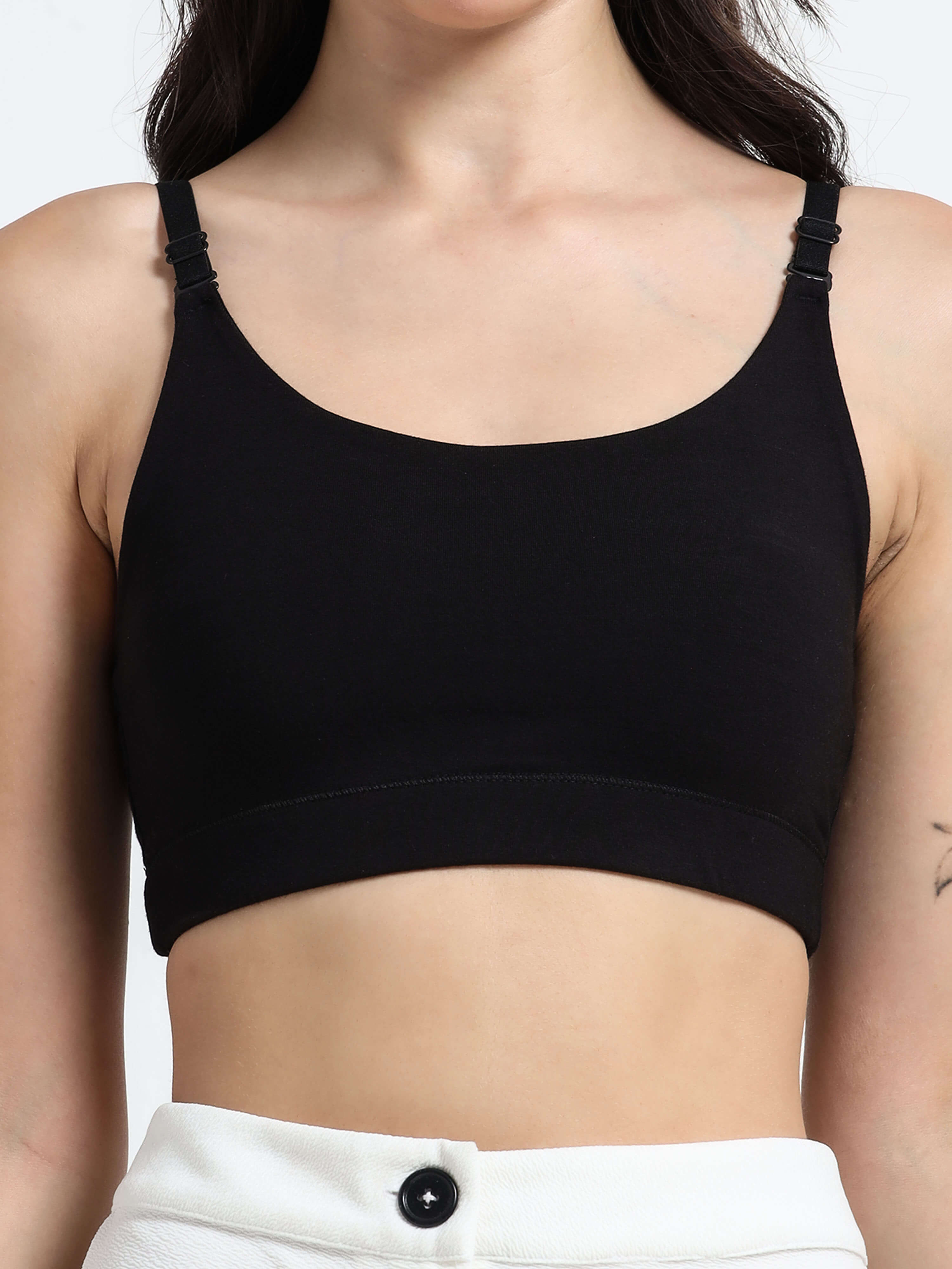 Machau Lingerie Women's Non Padded and Non Wired Full Coverage Cotton-Rich Fabric in Everyday Sports Bra -NYKA