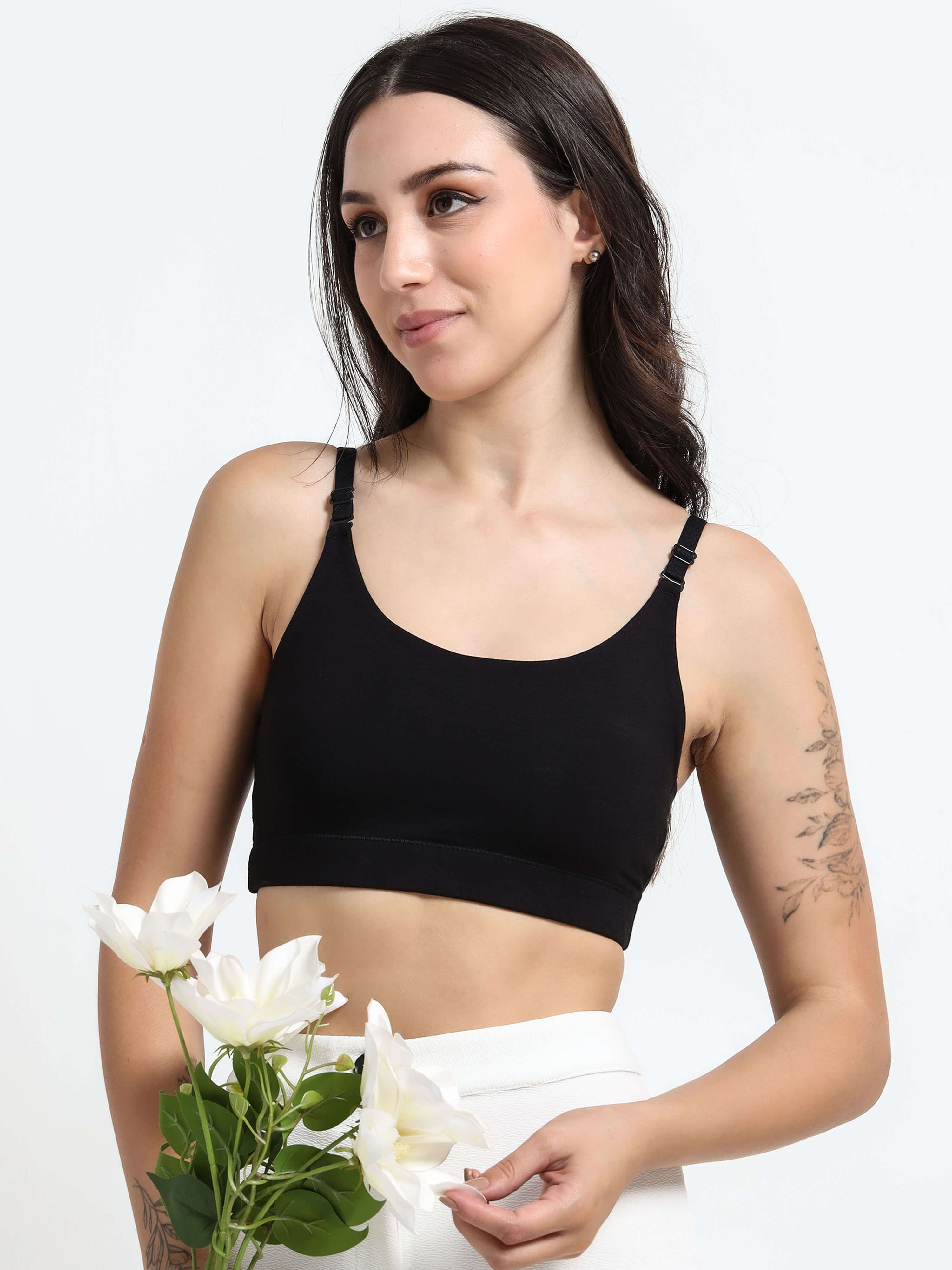 Machau Lingerie Women's Non Padded and Non Wired Full Coverage Cotton-Rich Fabric in Everyday Sports Bra -NYKA