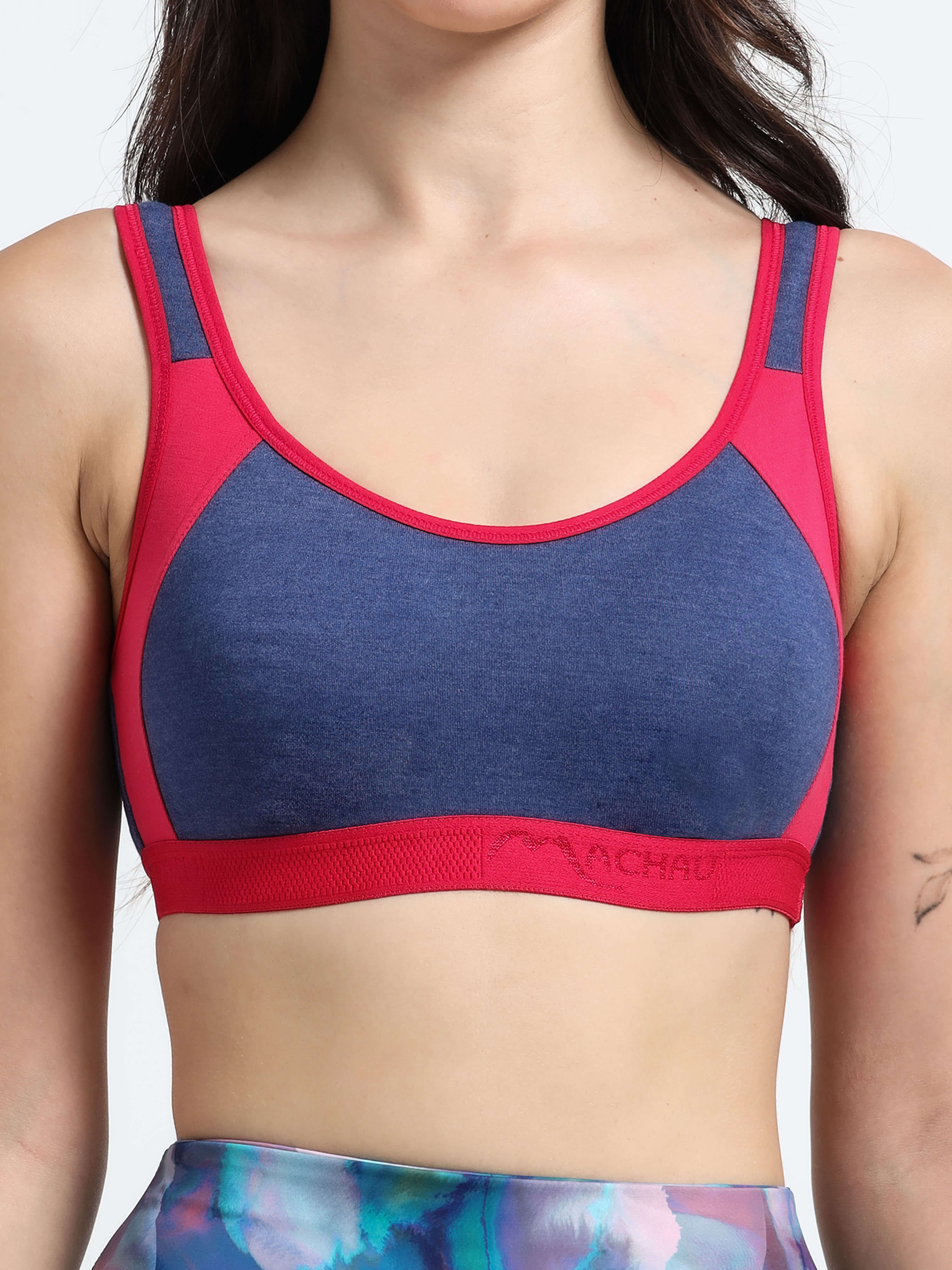 Machau Lingerie Women's Non Padded and Non Wired Full Coverage Cotton-Rich Fabric in Everyday - Sports Bra