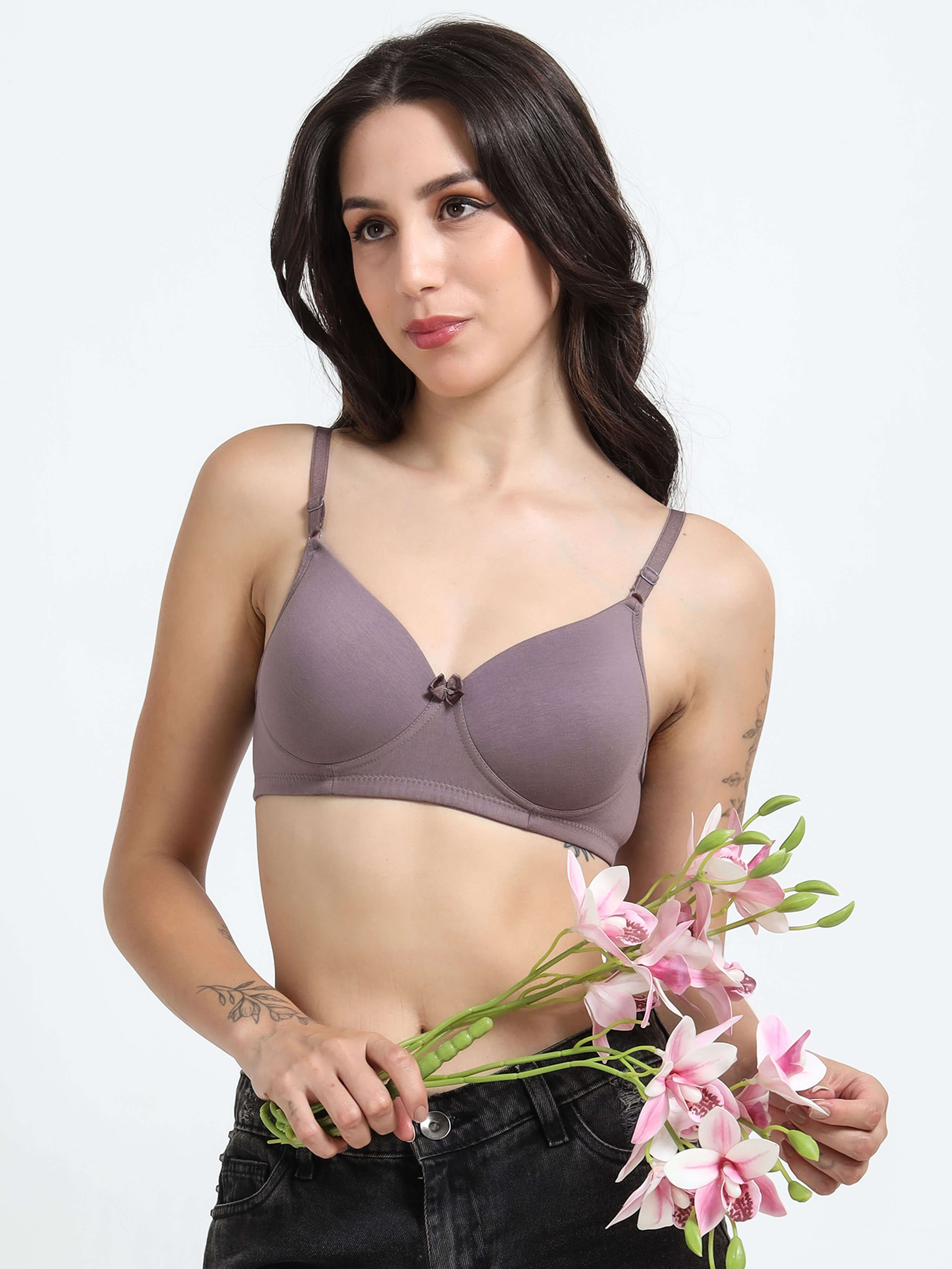 Machau Lingerie Women's Everyday Padded Non Wired Full Coverage T-shirt Bra -Rich Cotton