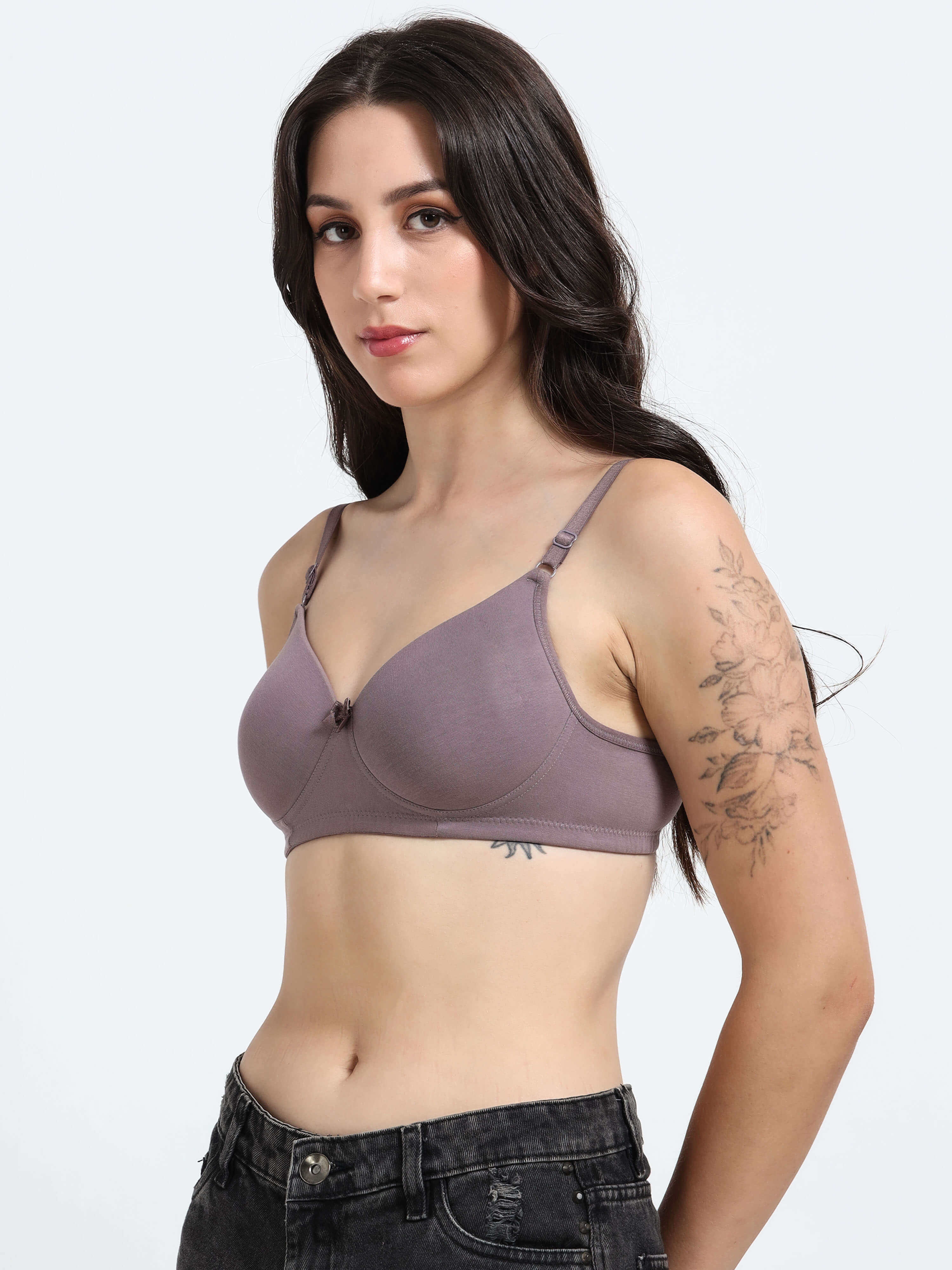 Machau Lingerie Women's Everyday Padded Non Wired Full Coverage T-shirt Bra -Rich Cotton