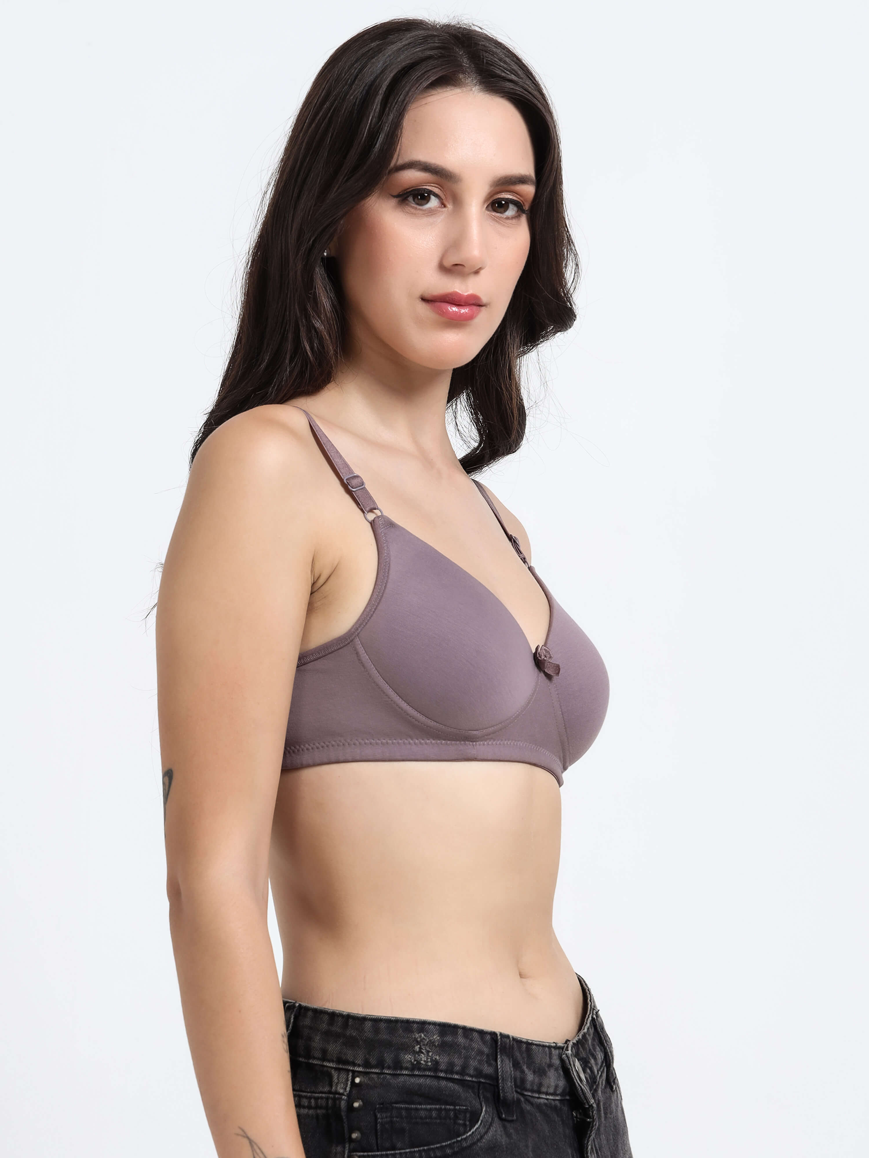 Machau Lingerie Women's Everyday Padded Non Wired Full Coverage T-shirt Bra -Rich Cotton