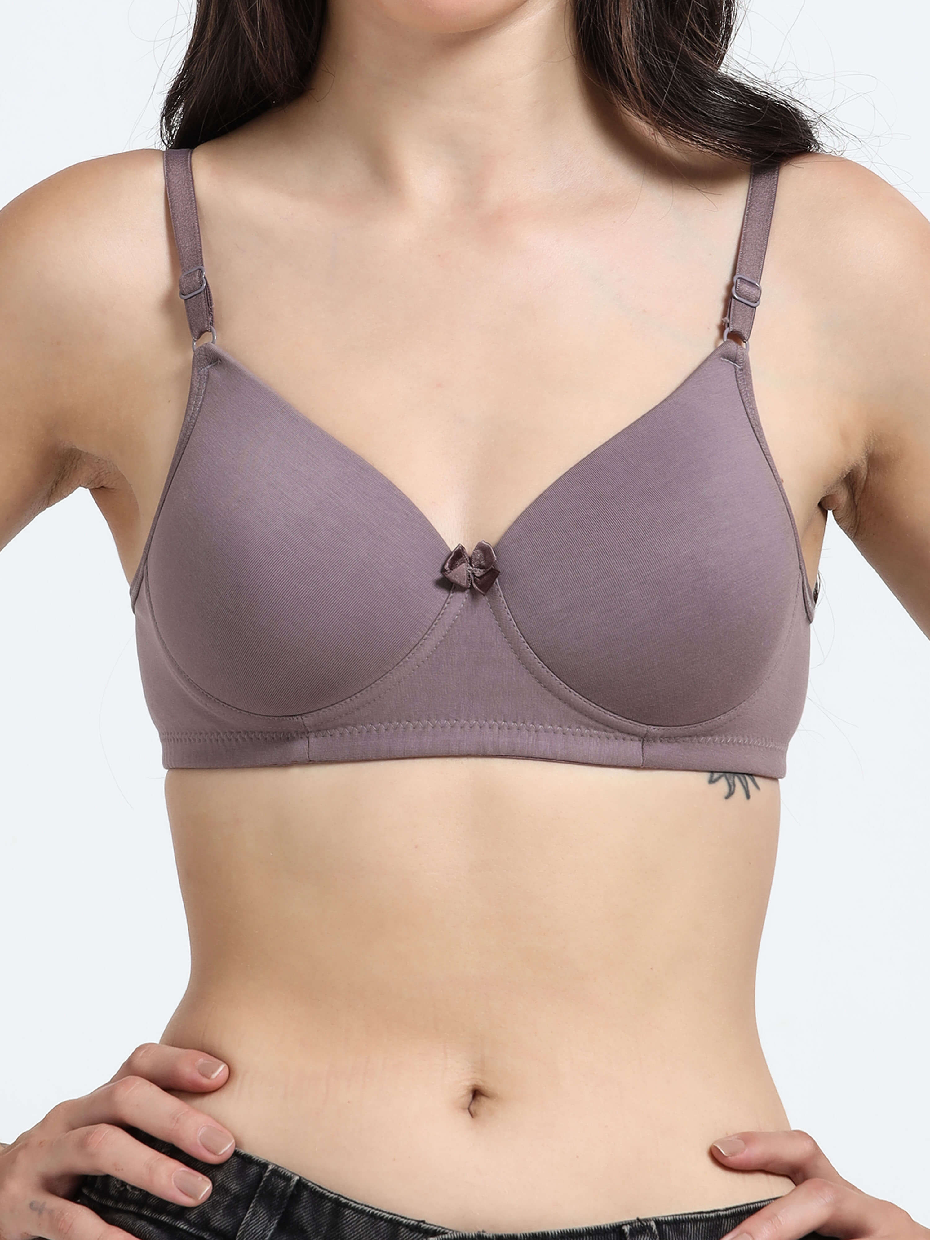 Machau Lingerie Women's Everyday Padded Non Wired Full Coverage T-shirt Bra -Rich Cotton