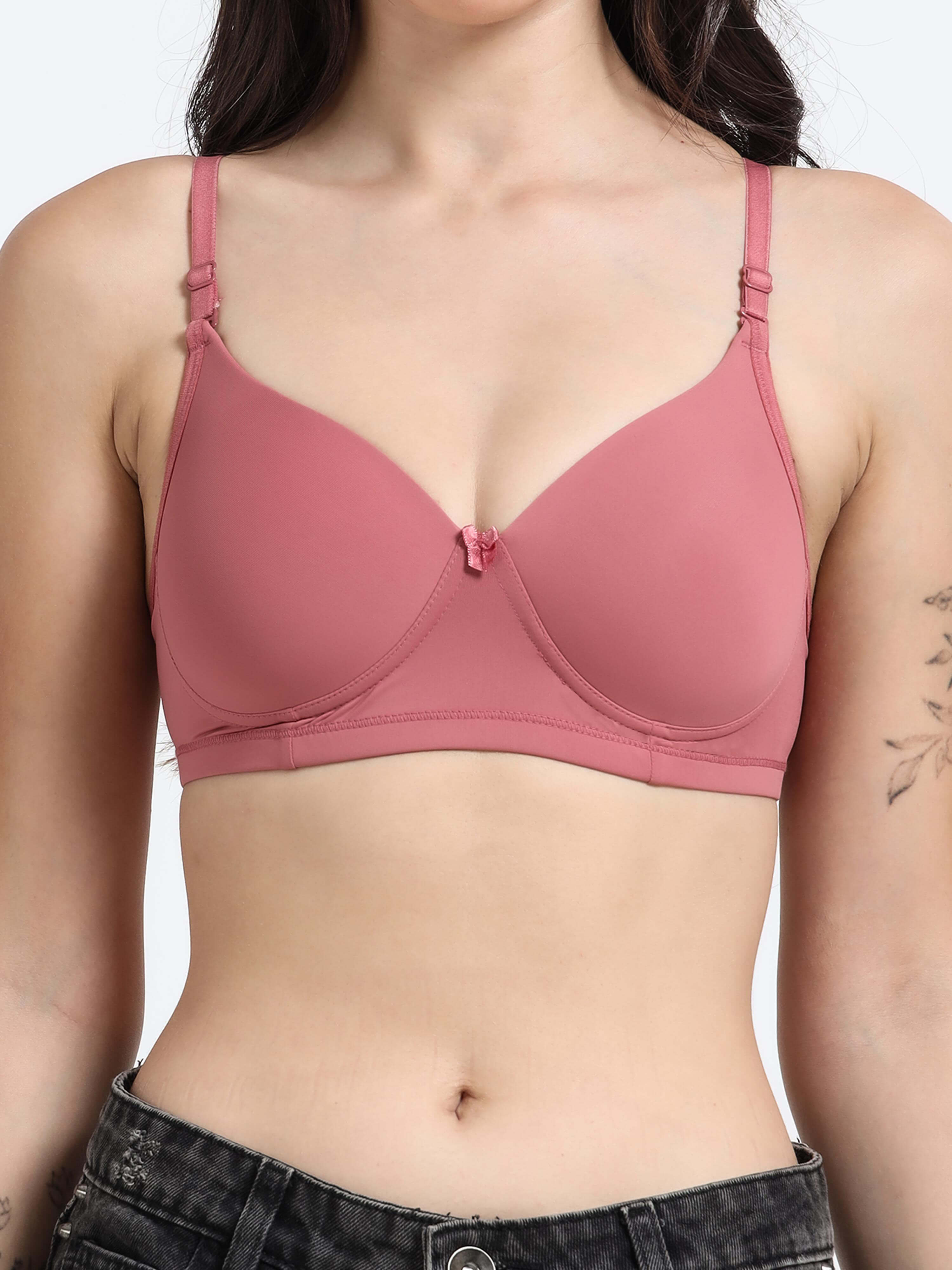Machau Lingerie Women's Everyday Padded Non Wired Full Coverage T-shirt Bra -Rich Cotton Devine Pad