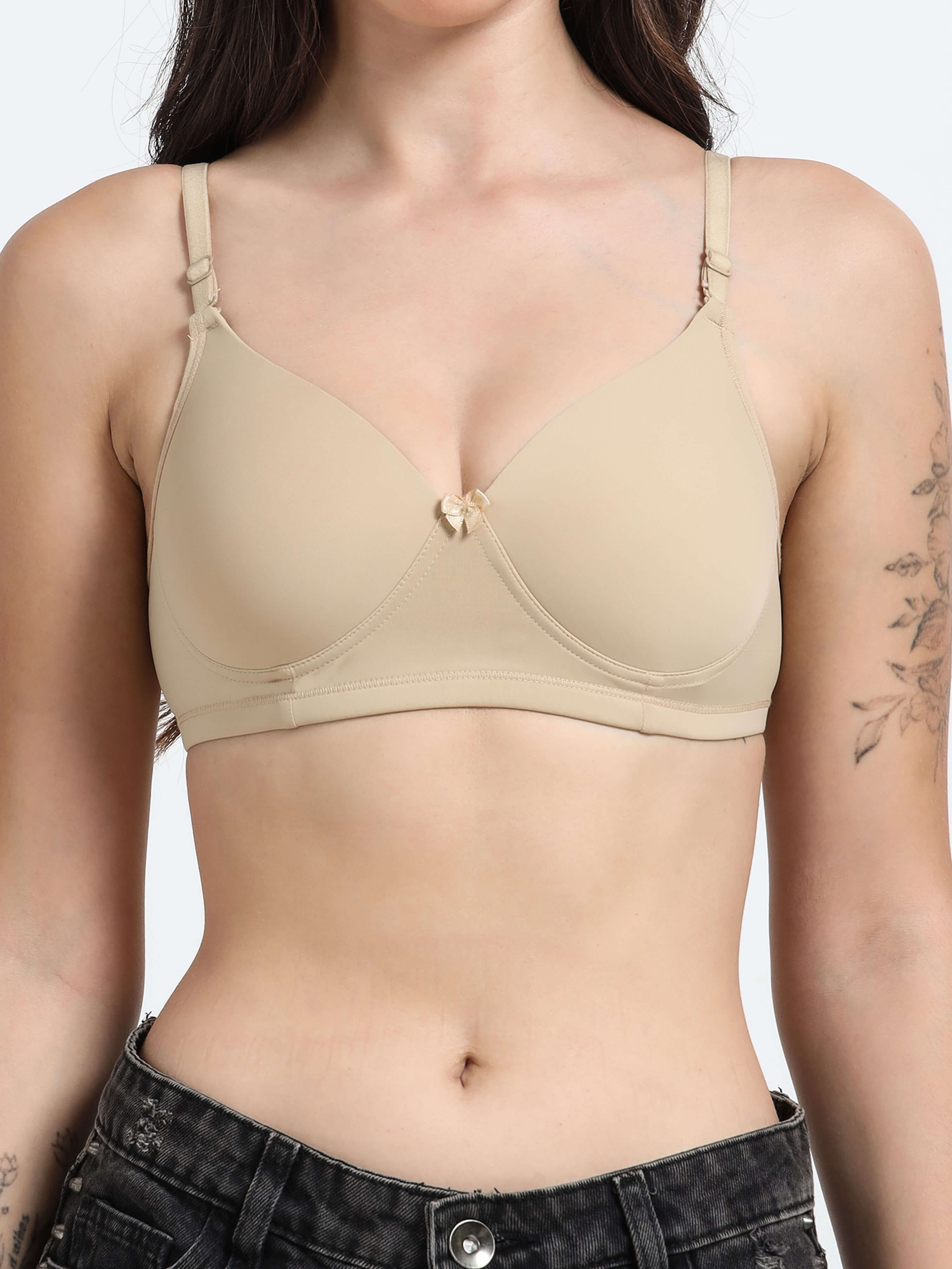 Machau Lingerie Women's Everyday Padded Non Wired Full Coverage T-shirt Bra -Rich Cotton Devine Pad